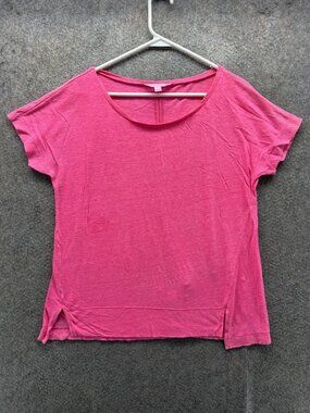 Lilly Pulitzer Shirt Womens Small Pink Scoop Neck Short Sleeve Linen Jersey Top